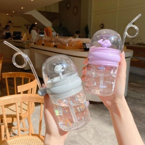 260ml Kids Funny Whale Water Spray Drinking Cup Cartoon Feeding Bottles With Straws Portable Children Cups Drinkware Cup Water