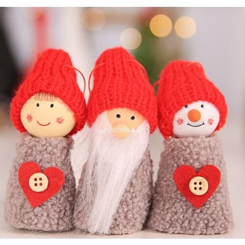 50Sets Santa Claus Christmas Hanging Ornaments Pine Cone Xmas Doll Gift Tree Pendant Christmas Decorations For Home
