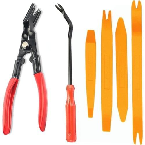 6Pcs Trim Removal Tool Car Panel Door Audio Trim Removal Tool Kit Auto Clip Pliers Fastener Remover Tool Set