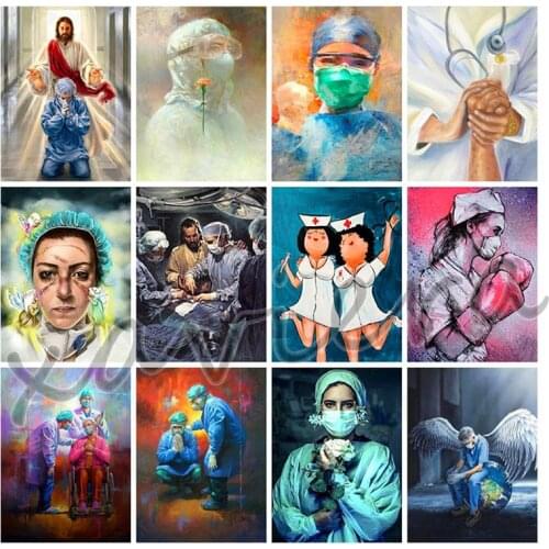 Xaviera Full Drill Embroidery Doctor Nurse Diamond Painting Round Rhinestone Crystal Cross Stitch Kit Home Decor Handmade Gift