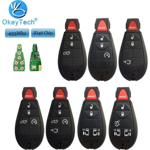 OkeyTech Car Remote Smart Key for Dodge Magnum Durango Chrysler Town Jeep 433Mhz ID46 PCF7941 Transponder Chip with Insert Blade