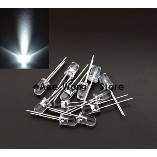 Free shipping 1000pcs 5MM Transparent Round LED White Light Colour light emitting diode / F5mm