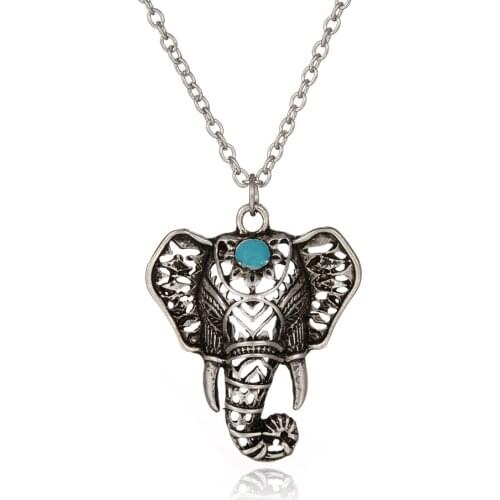 10pcs Boho Antique Necklaces Pendants Ethnic Elephant Choker Necklace Chain