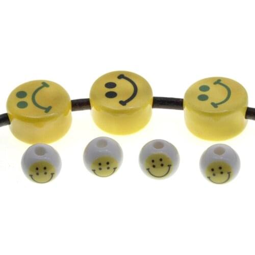 10pcs/lot Smile Double Face Ceramic Porcelain Beads for Jewelry Making Diy Necklace Smiley Charm Beads for Bracelet Making