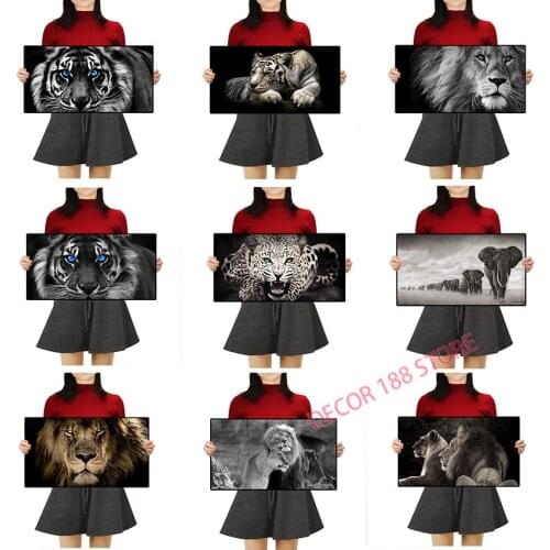 Black and White Tiger Head Canvas Paintings Modern Animals Posters and Prints Wall Art Pictures for Living Room Home Decoration