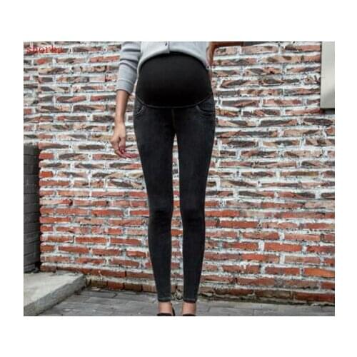 Elastic Waist Maternity Jeans Pants for Pregnancy Clothes Autumn Winter New Pregnant Women Hole pant Maternity Plus Size