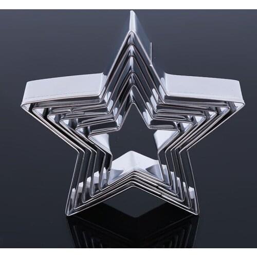 5PCS/Set Stainless Steel Star Shape Cookie Cutter Stamp New Year Decoration Cake Tools Biscuit Mold Christmas Cutter