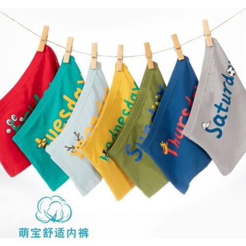 7 strips-1 box childrens cotton underwear boys boxer shorts spring and autumn 1 week pants 3-8 years old student shorts
