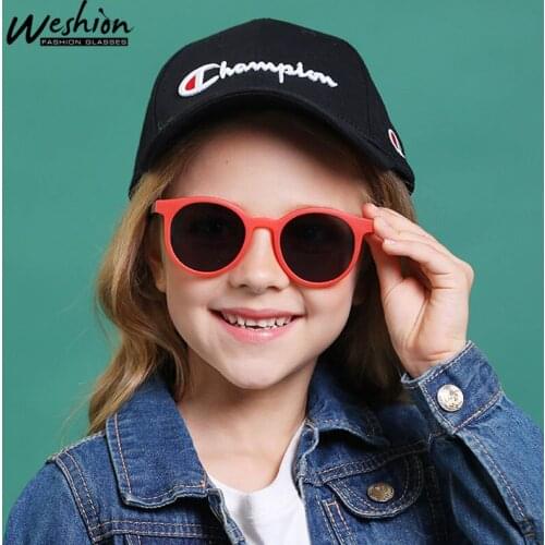Round Kids Sunglasses Polarized Pink Sun Glasses For Boy Gril Children Carton Silicone Flexible Child Spectacles UV400 Oculos