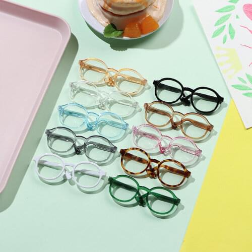 1Pcs 9CM Cute Doll Round Glasses Candy Color Mini Suitable For Dolls/Plush Toys Doll Fashion Decoration Accessories