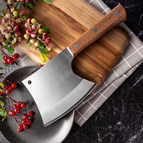 Kitchen thickened axe knife for butchering bone-chopping knife for household heavy-duty chopping knife with wooden handle