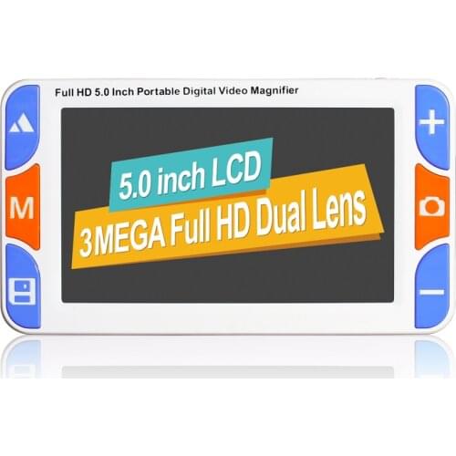 2017 latest Digital video magnifier low vision reading aid magnifier dual lens 5.0 HD LCD screen TV output Voice 26 modes