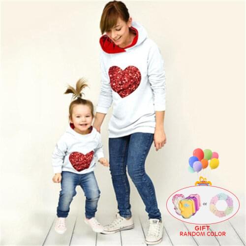 Fashion Family Matching Spring Autumn Hoodies Mother Daughter Sweatshirt Cotton Mom and Daughter Clothes Family Matching Outfits