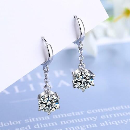 New 925 Sterling Silver Earrings Inlaid Zircon Crystal Ear Buckles For Girls Glamour Jewelry Gifts