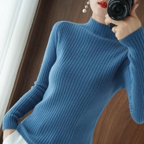 GOOHOJIO 2020 New Long Sleeve Fashion Sweater Ladies Temperament All-match Women Sweater O-neck Solid Color Long Sweater Women