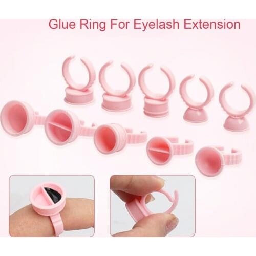 Wholesale 100Pcs Disposable Eyelash Extension Pink Glue Rings Glue Holder Container Tattoo Pigment Free Shipping