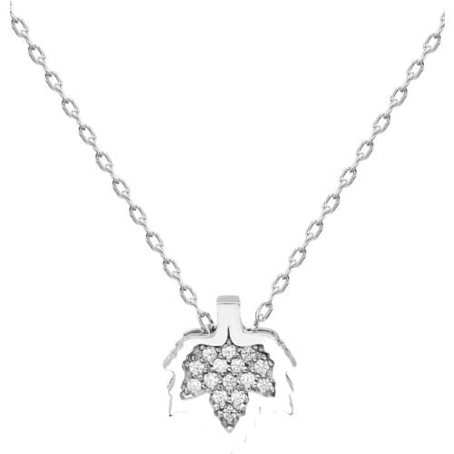 Certified Swarovski Cubic Zirconia Sycamore Leaf 925 Silver Necklace