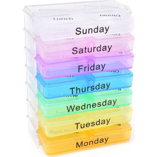 Weekly 28 Grids Portable Pill Medicine Box Travel Rotating Pill Case Organizer Holder Printed Medicine Storage Kit Dispenser