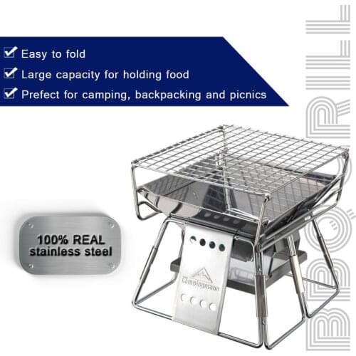 Portable Stainless Steel BBQ Grill Non-stick Surface Folding Barbecue Grill Outdoor Camping Picnic Tool