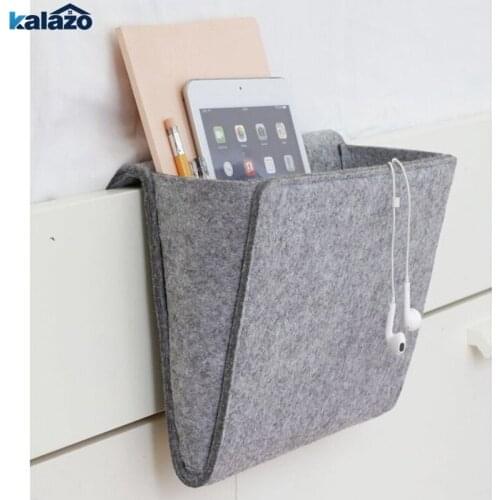 Christmas Grey Bed Storage Pockets Felt Bedside Hanging Storage Organizer Holder with 2 Inner Pockets for Bed Table Sofa