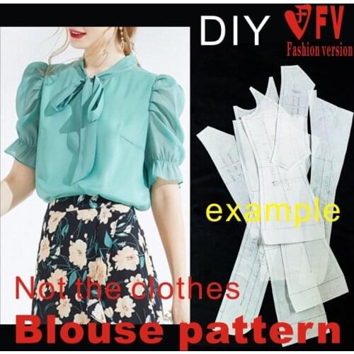 Puff Sleeve Shirt Cutting Drawings Womens Fashion Tops Pattern 1:1 Apparel Effect Drawing BCY-136