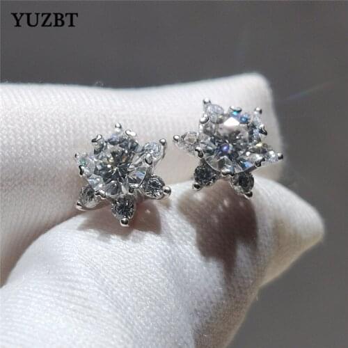 YUZBT 100% 925 Silver Total 1-2ct Brilliant Cut Gemstone Astral Earrings Diamond Test Past D Color Moissanite Star Stud Earrings
