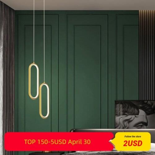 Gold Chrome Plating Modern Led Bedroom Bedside pendant Lights Dinning room Kitchen island Led Pendant Lamps Indoor Fixture