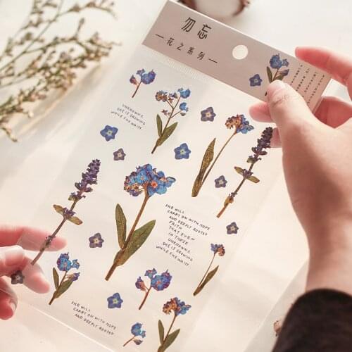 Natural Rose Iris Cotton Sticker Bullet Journal Decorative translucent Stickers Scrapbooking Stick Label Diary Stationery Album