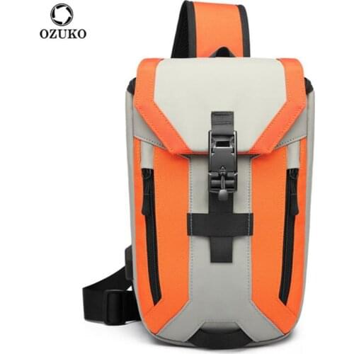 OZUKO Crossbody Bags For Men Fashion Bags Multifunction Chest Bag Pack Anti-theft USB Charging Travel Backpack