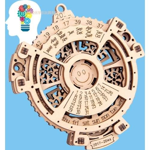Unique calendar 3D puzzle model Nordic tabletop creative pendant wooden mechanical drive engraving laser calendar gifts from 201
