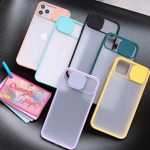 Slide Camera Protection Phone Case for iPhone 11 Pro XS Max XR X 6 6S 7 8 Plus Candy Color Matte Clear Soft Touch Back Cover