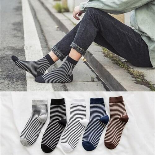 ZDL-402 100% Cotton Crew Striped Sock For Male Dress Men Business Meias 10 Pairs