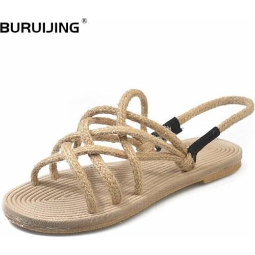 Womens Shoes Beach Shoes Hemp Rope Lace-up Shoes Stylish Women Loafers Absorb Sweat Shoes Timberland Shoes