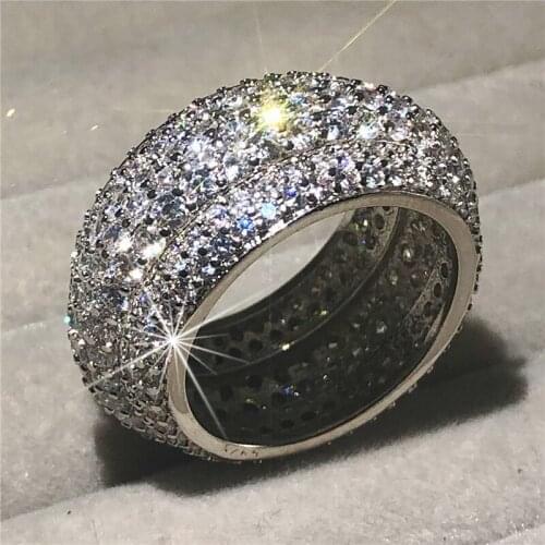 Ladys 925 Sterling Silver Rings For Women Wedding Jewelry Girl gift Luxury 360PCS Simulated Diamond painting full ring set