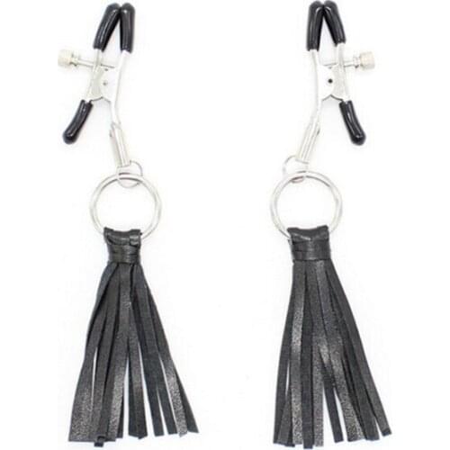 100pairs/lot PU Leather Pendant Iron Ring Female Breast Stimulating Nipple Clamp Clip For Couple Flirt Sex Toys SP0072