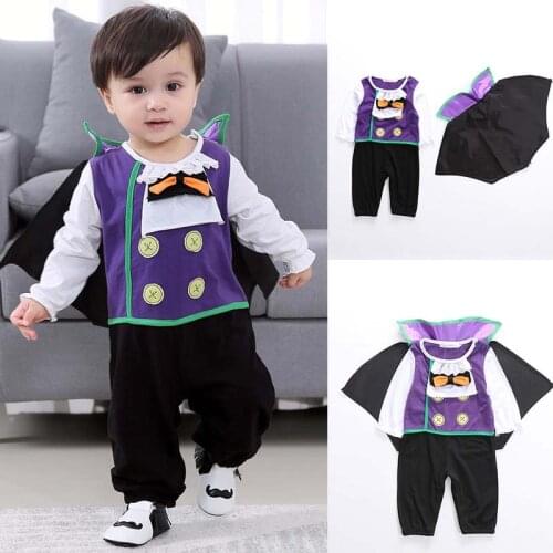 2021 Infant Baby Cosplay demon Devil vampire Costume Jumpsuit Child Toddler Autumn Romper Newborn Party Halloween Cos Outfit