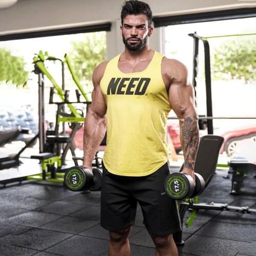 2021 Gym Clothing Mens Cotton Vest Sports Running Bodybuilding Tanktop Men Fitness Tanktop Muscle Guys Sleeveless Vest