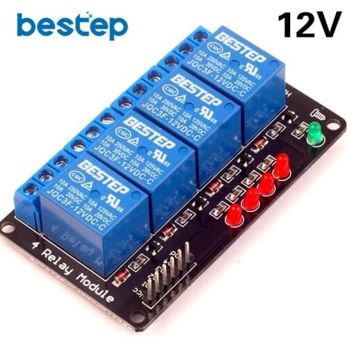 4 Channel 12V Relay Module Low Level Trigger for Arduino SCM Household Appliance Control
