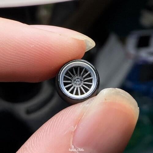 4PCS Chika Handmade Modify Parts 9.4mm Tires and Wheels SSR CV04 Suit for 1/64 Model Car HW/Tomy/Inno/Kyosho/Tlv /Minigt
