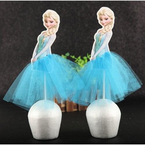 5pcs/lot Elsa Princess Theme Cake Cupcake Toppers Girls Birthday Party Decoration Supplies Cake Toppers Cake Supplies