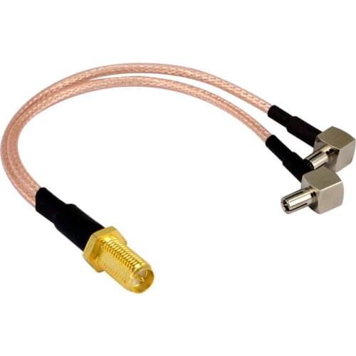 50pcs F Female to Y type 2 X TS9 Male/CRC9 Male Connector Splitter Combiner Cable Pigtail RG 316