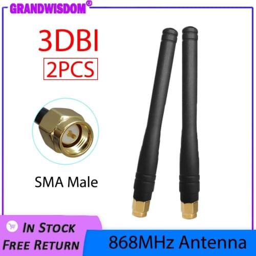 2pcs 868MHz 915MHz Antenna 3dbi SMA Male Connector GSM 915 MHz 868 MHz antena outdoor signal repeater antenne waterproof Lorawan
