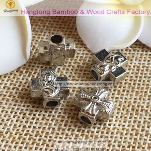 50pcs/pack 11mm alloy bead/ square cross beads for religious jewellery with big hole 3mm