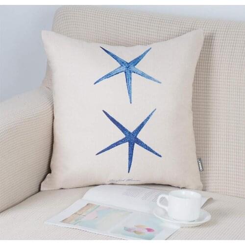 45*45 cm Sofa Decorative Cushion Covers Polyester Throw Pillow case Home Decor Summer Beach Sea starfish Printed Pillowcase