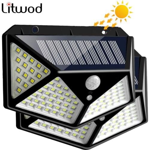 Dropshiping Solar Outdoor Light Motion Sensor 100 Led Built in Battery Powered Sunlight Waterproof Street Garden Lamp Decoration