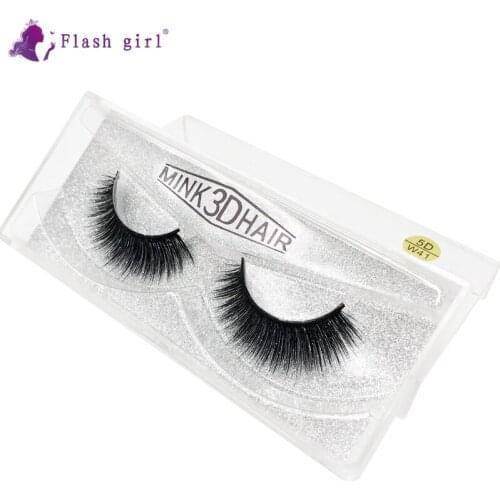Flash Girl Mink Eyelashes In Bulk 5D-W41 Natural Long Full Strip Lashes Makeup Cruelty Free 1 Pair Fake Eyelash Extension