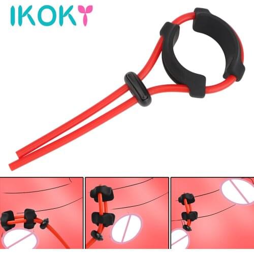 IKOKY Silicone Cock Rings Male Lasting Cockring Sex Shop Delay Ejaculation Sex Toys for Adults Men Adjustable Penis Ring Rope