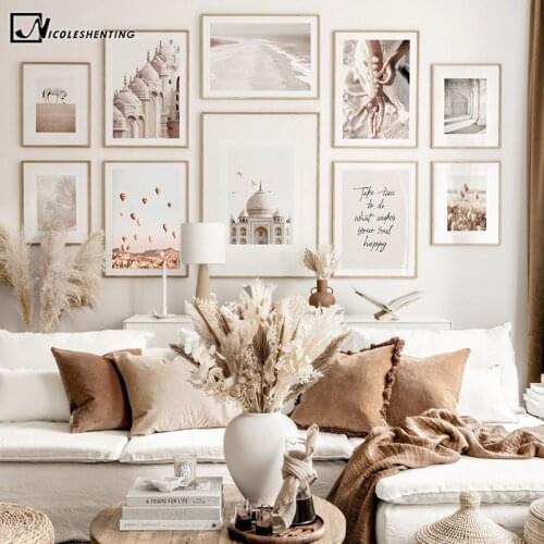 India Temple Mosque Canvas Poster Nature Landscape Canvas Print Horse Desert Grass Wall Art Painting Picture Room Decoration