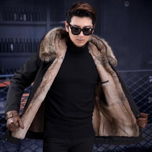 JKP new fur one autumn and winter fur mens clothing to overcome rabbit fur whole fur liner long suede coat