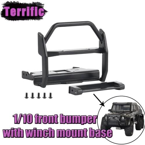 Metal Front Bumper with Winch Base for 1/10 RC Crawler Car Traxxas TRX-6 G63 6x6 TRX-4 G500 4x4 Upgrade Parts